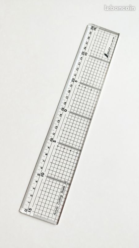 Règle de couture japonaise crystal 300mm "Shinwa" (image 2)