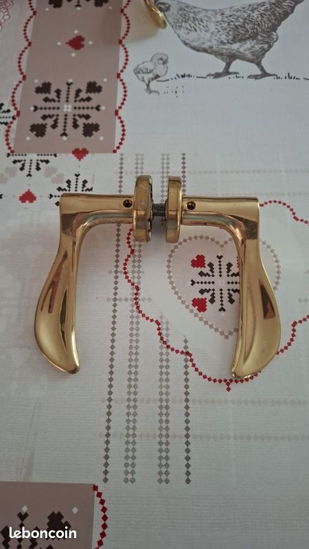 Poignée de porte dorée (paire) – avec axe – prête à monter (image 1)
