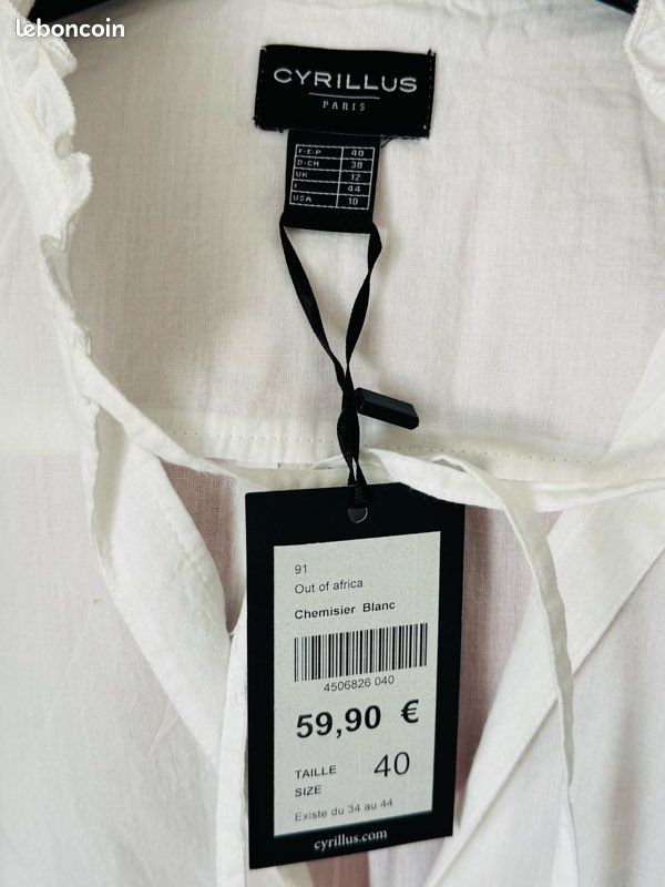 Chemisier blanc coton CYRILLUS T40 (image 2)