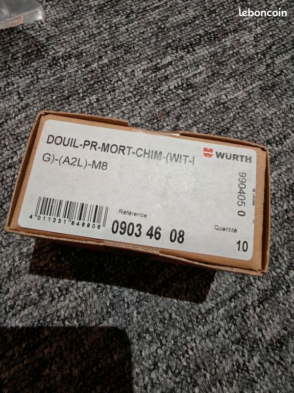 Douille ancrage scellement M8x80 et tamis WURTH (image 3)