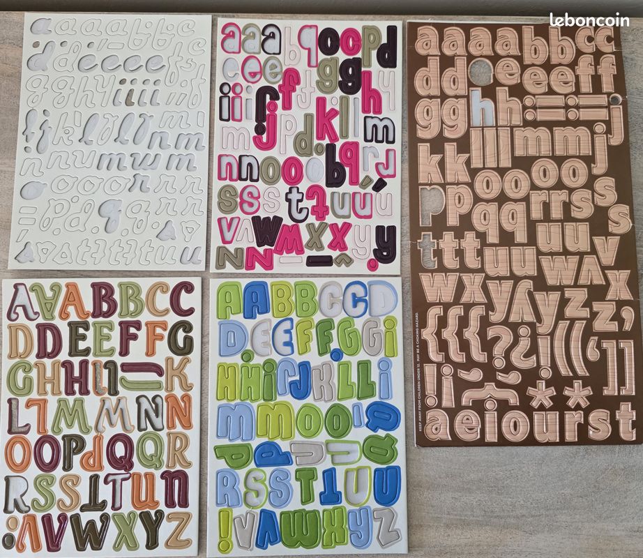 Lot De 4 Feuilles D'autocollants Alphabet Vintage - Lettres Anglaises Style Rétro Pour Scrapbooking, Journal, Décoration - 15.1x10.6 Cm Par Feuille