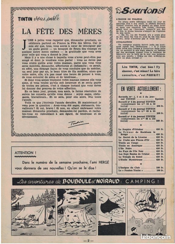 Journal Tintin 135 de 1951 (image 2)