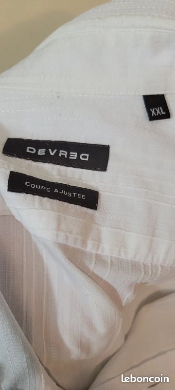 Chemise Homme Devred - Taille 2XL, Manches Courtes, Blanche, Coton/lin - Occasion Très Bon état