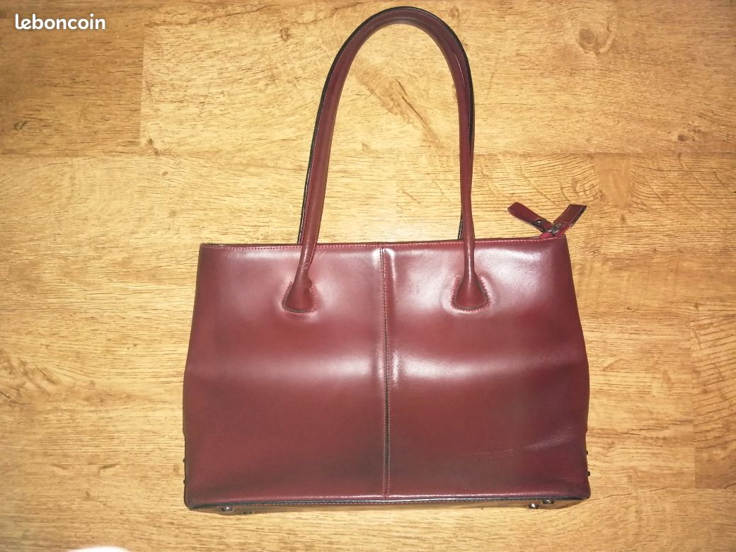 Sac en cuir bordeaux (image 1)