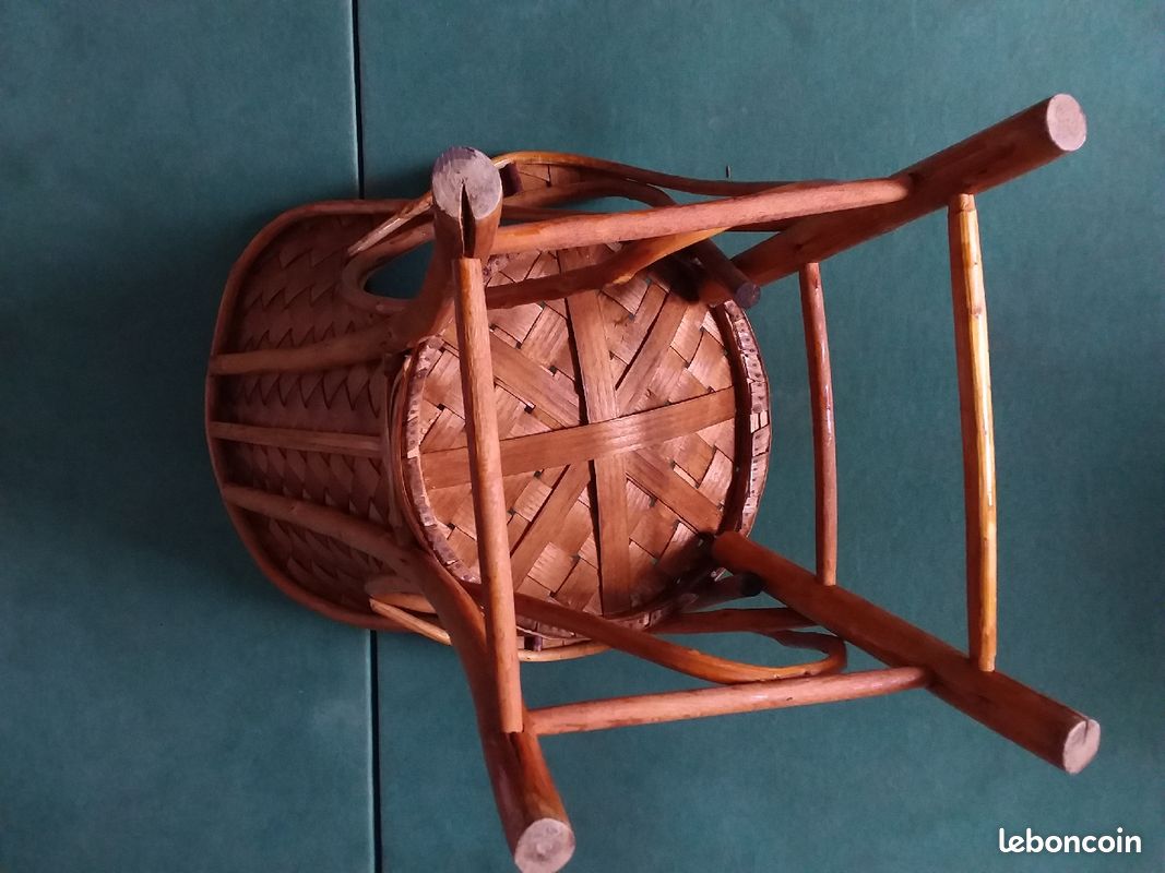 Fauteuil en bois et en écorces de châtaignier vintage (image 2)