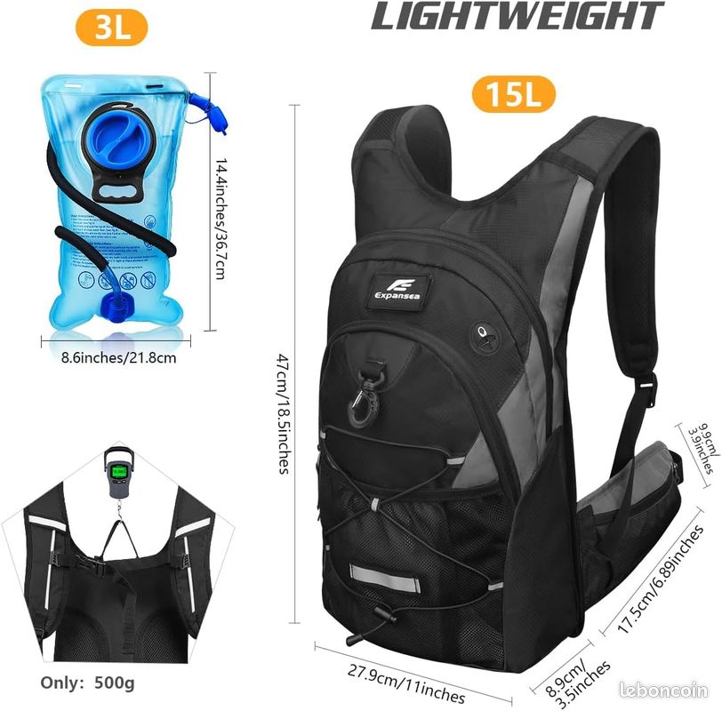 Vessie D'hydratation 1 Litre Pour Sac à Dos - Idéale Vélo Et Randonnée, Marque Utobest, Bleue