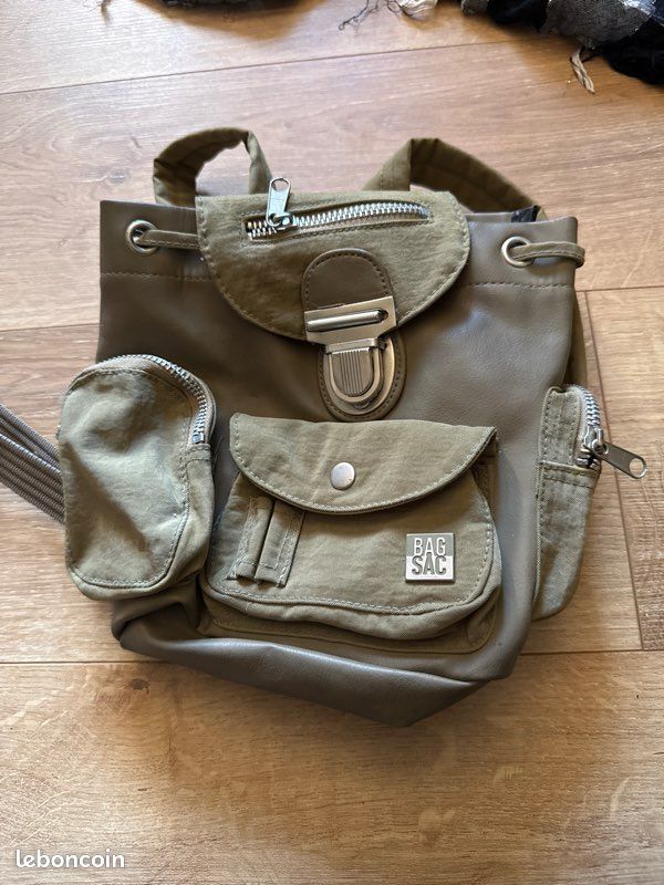 Sac à dos vintage BagSac kaki (image 1)
