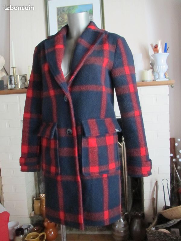 Manteau femme écossais marine/rouge Teddy Smith taille 36/38 (image 10)