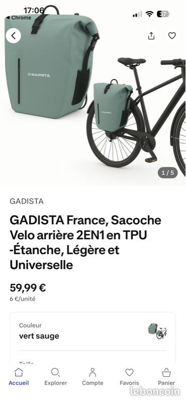 Sacoches Latérales étanches Pour Vélo/moto - Double Coffre Arrière Vert - Neuf
