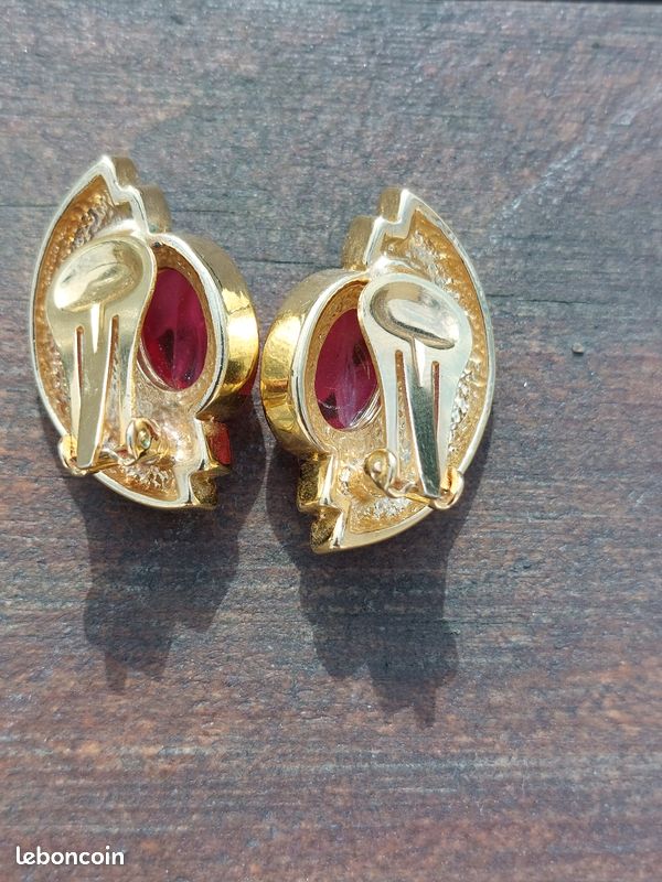 Boucles D'oreilles Clips Argent & Or Style Années 80 - Occasion En Parfait état, Fermoir Clips