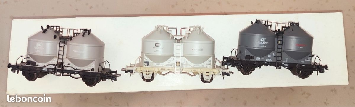 Lot De 3 Wagons Marchandises Silo à Ciment Lima - Échelle HO ? - Très Bon état Avec Boîtes D'origine