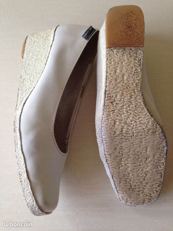 Compensées cuir blanc Ted Lapidus T38 (image 3)