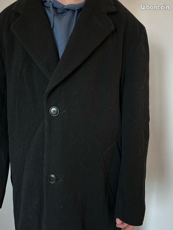 Manteau Hugo BOSS En Cuir Vachette - Taille 52 Homme - Noir - Parka - Quasi Neuf Sans étiquette