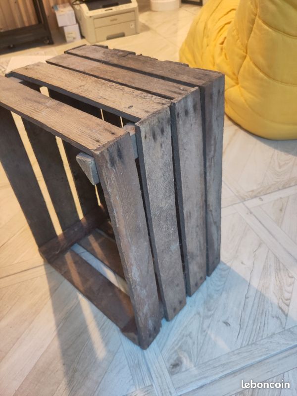 Ensemble de 3 caisses en bois décore vintage - Bois, métal, noir - Bois et métal - 3 tailles - Livraison gratuite