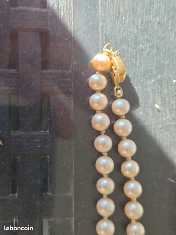 Collier Vintage Perles Couleur Bronze Doré - Fermoir Sécurisé, Parfait état