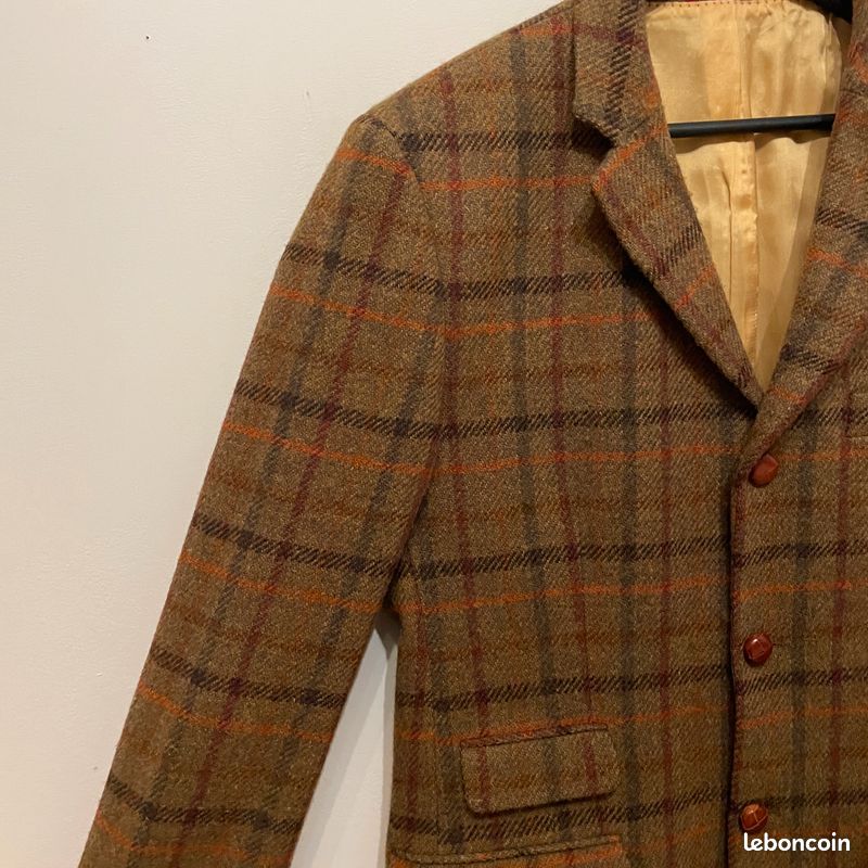 Sublime Veste en Harris Tweed vintage à carreaux Tartan - Pure laine tissée main - Taille 50 (image 6)