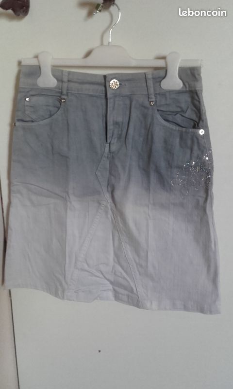 Jupe en jean grise - taille S/M (image 1)
