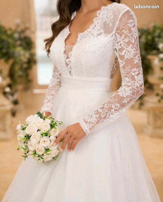 Robe de cérémonie / mariage blanche – Taille L – Très bon état (image 1)