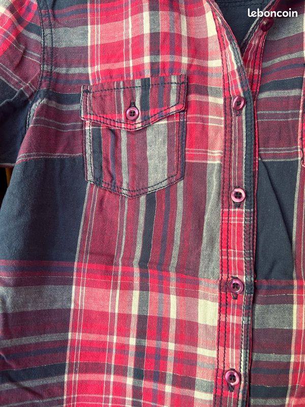 Chemise à carreaux bleu et rose Jennyfer (image 2)