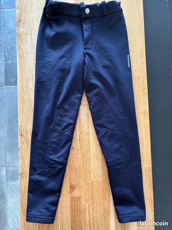 Pantalon d’équitation fond de peau chaud fille – 180 noir - Noir Fum