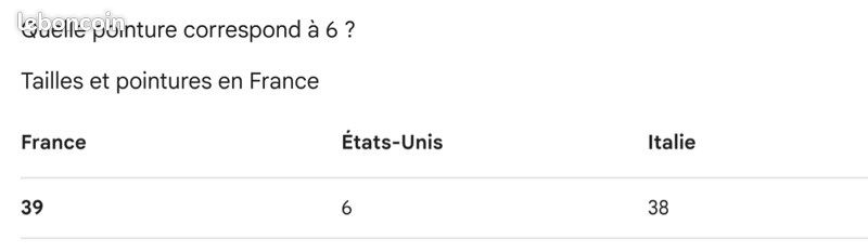 Taille Française Taille De Chaussure Italienne Us France