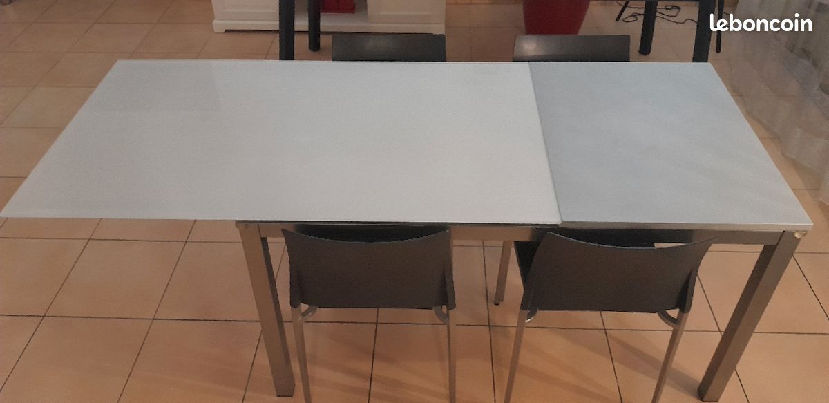 Table à manger en verre 6 personnes avec rallonge (image 6)