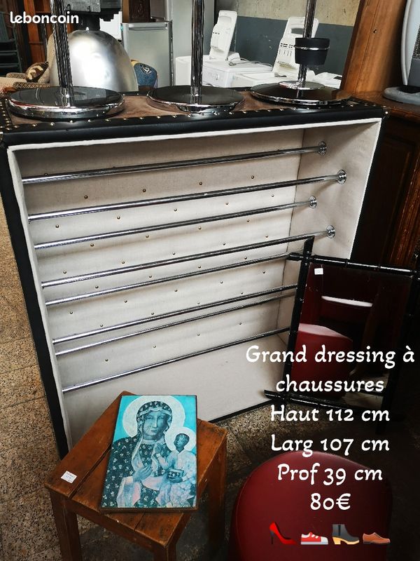 Grand dressing à chaussures design velour et cuir (image 1)