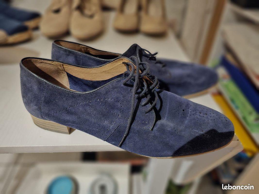 Monk mocasssins avec lacets bleu nubuck (image 1)