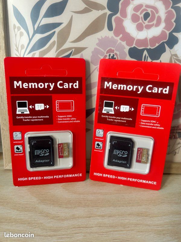 Lot de 2 cartes mémoire 128 go – neuves (image 1)
