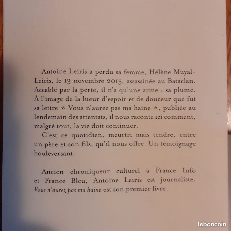 Livre Antoine Leiris Vous n'aurez pas ma haine (image 3)