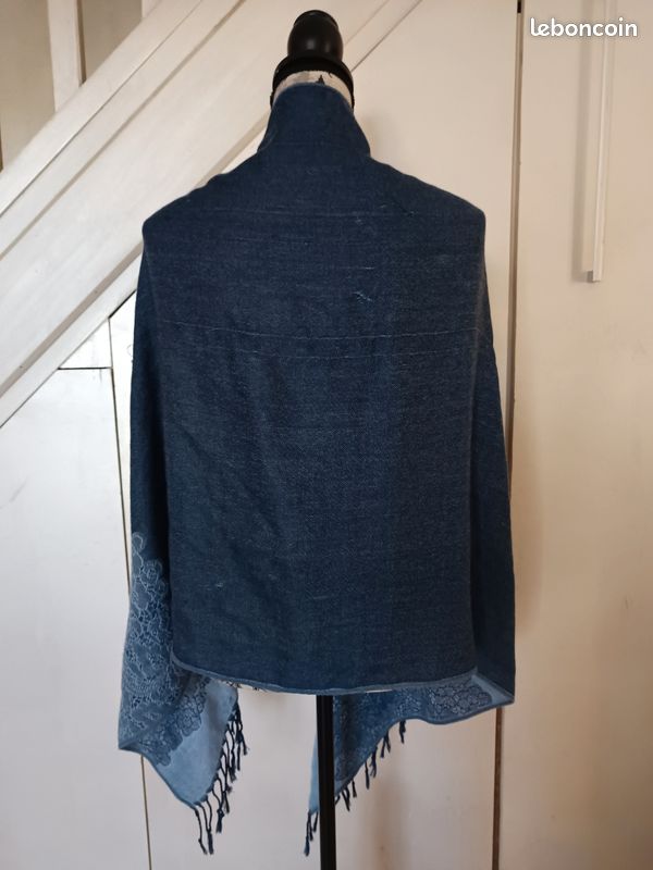 Foulard Grand Format 110x170 Cm Bleu Foncé - Neuf, Viscose/soie Artificielle, Uni