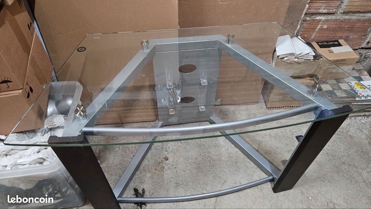 Table basse télé bois et verre (image 1)