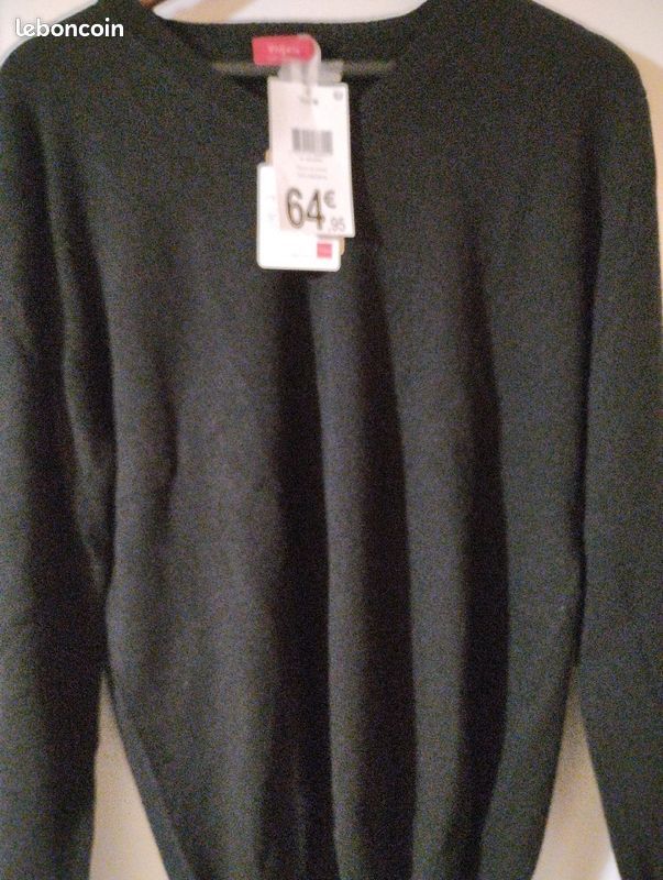 Pull col V en cachemire noir (image 4)