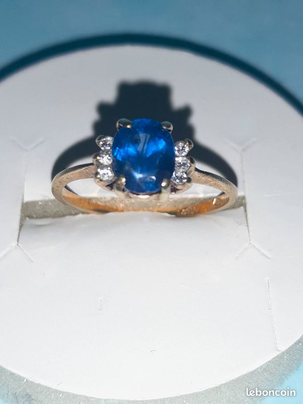 Bague ancienne or saphir diamants (image 8)