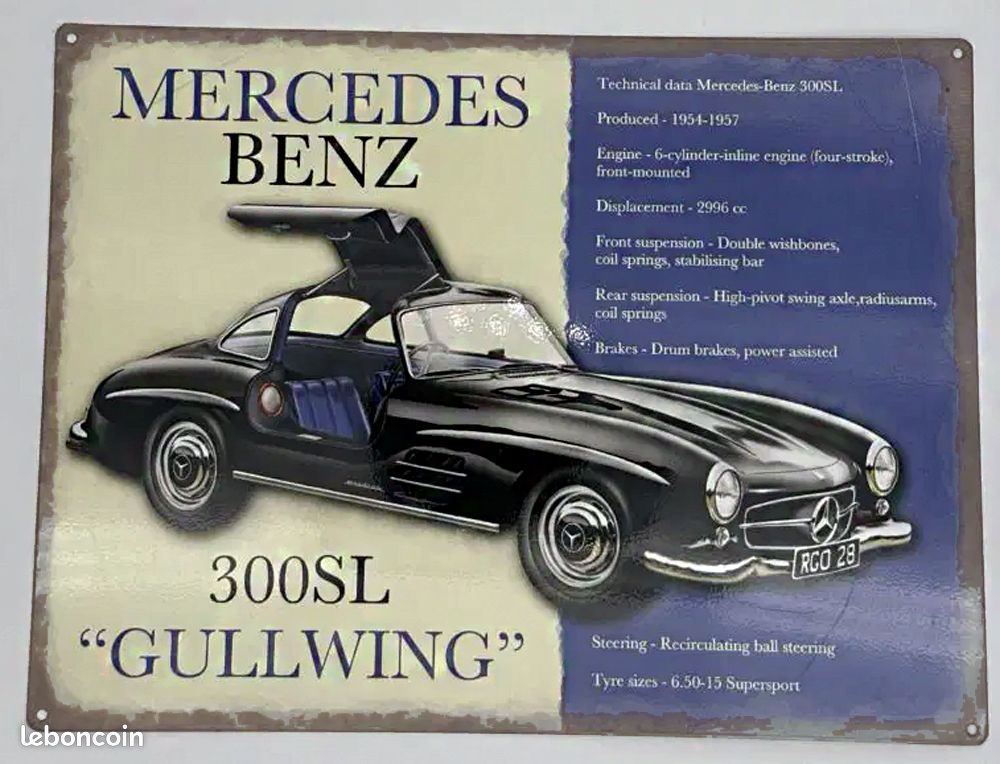 30 X 20 Plaque Acier Déco Vintage voiture Mercedes 300 sl gullwing (image 1)