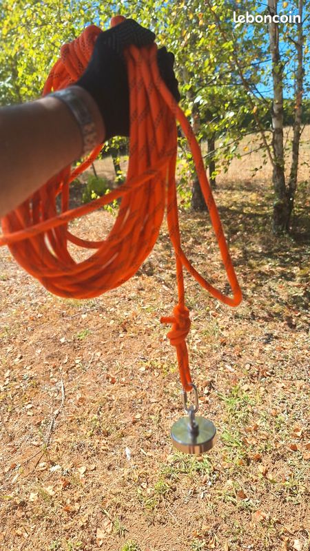 Pêche à l'aimant Ø80mm ultra puissant + corde 18m 48 brins + sac + gants + mousqueton (image 15)
