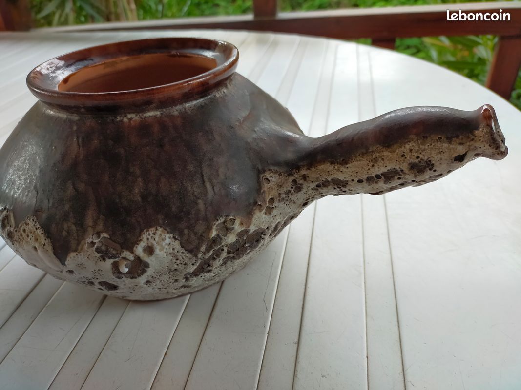 Ancienne poterie signée de Sauzelle R.L.M Chantrier Île d'Oléron émaux décoration collection vintage (image 4)