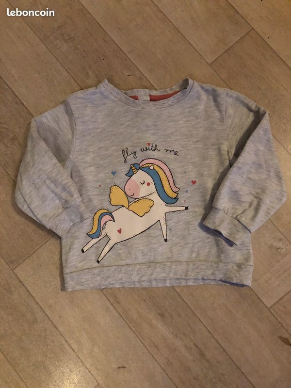 Pull gris licorne fille Tex (image 4)