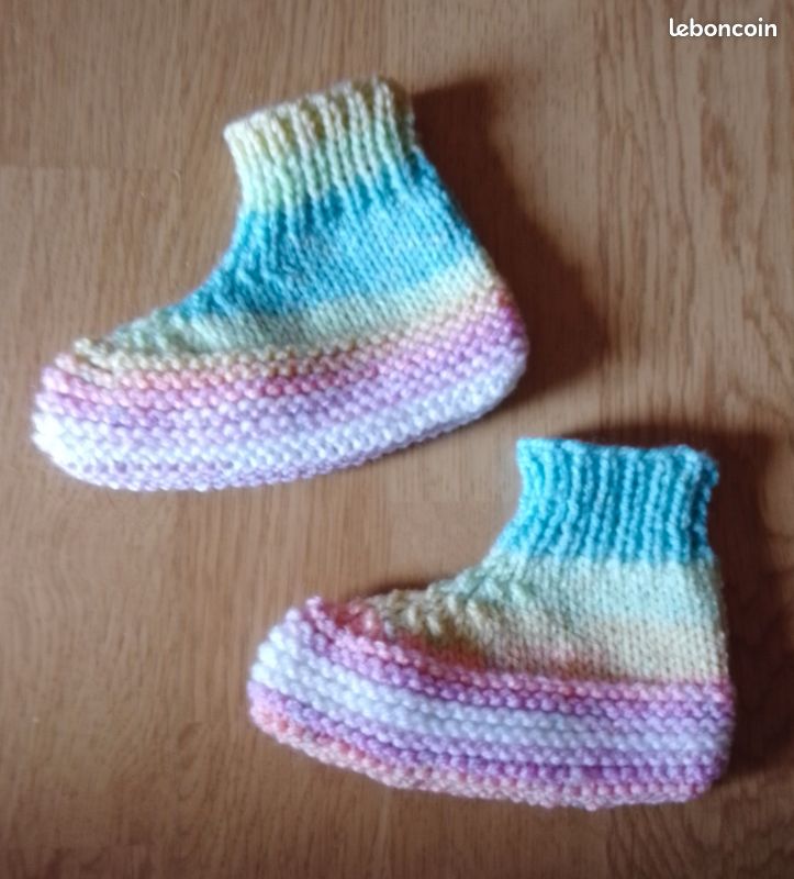 Chaussons de lit ou TV, cocooning, pastel, T 24-26, mixte, faits mains (image 5)