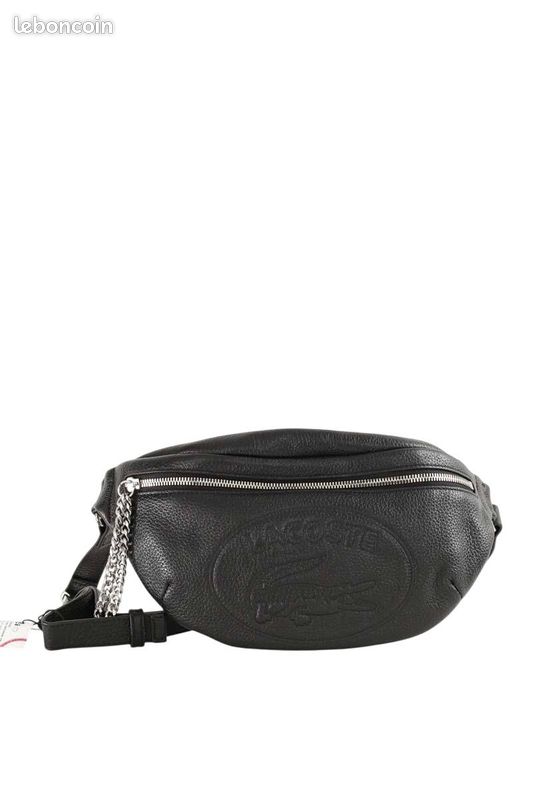 Sac banane en cuir noir Lacoste Accessoires Bagagerie