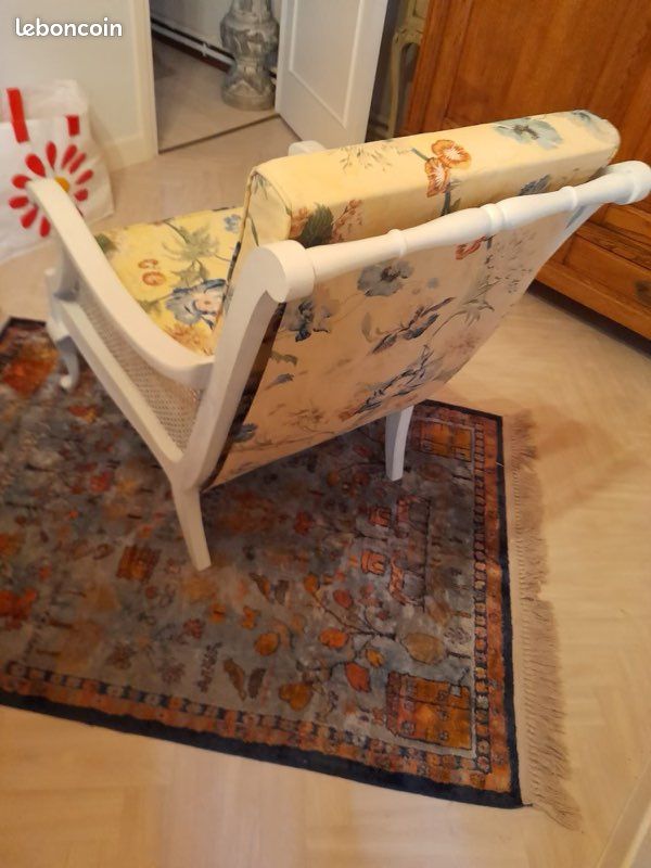 Vend lot de 2 fauteuils vintage cannage fleur (image 2)