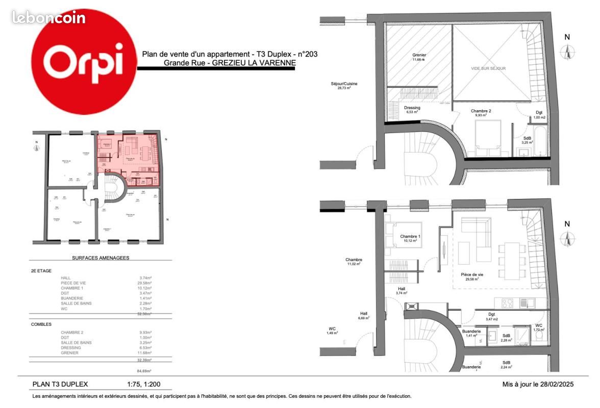Appartement 3 pièces 52 m² · à Grézieu-la-Varenne · 52 m² · 185 000 €