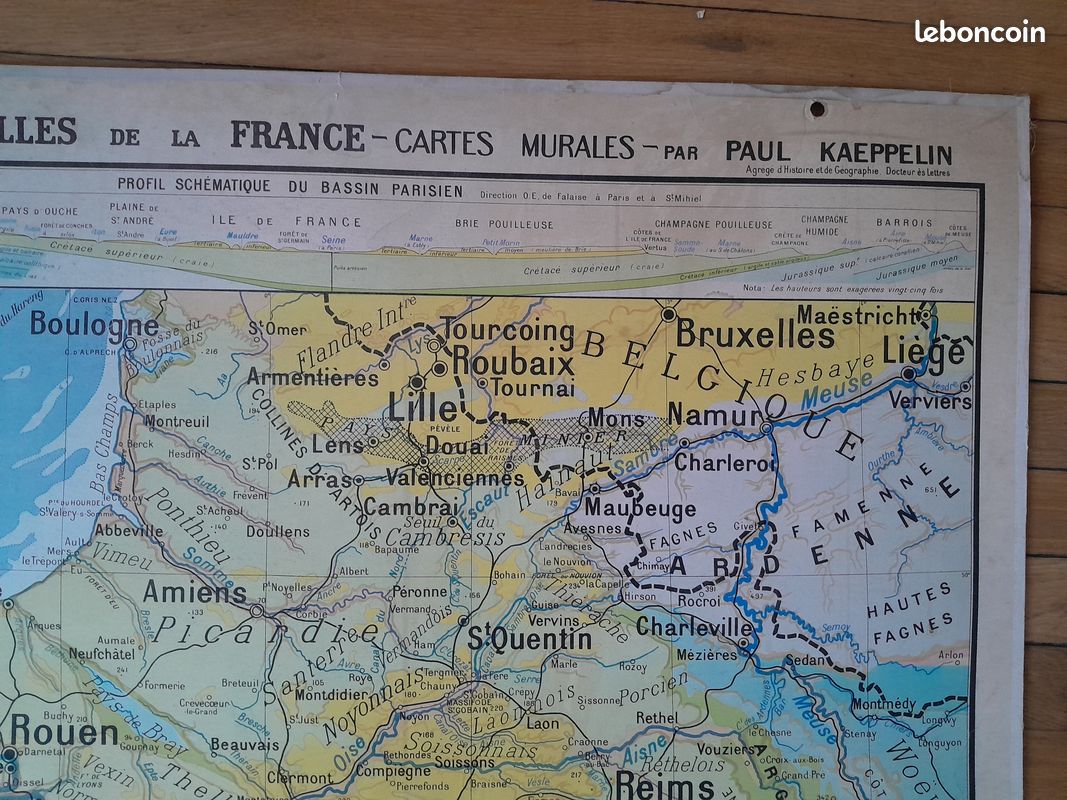 PS2 Ancienne carte scolaire Hatier Les régions naturelles de France - N°9 -9Bis (carte double) Bassin Parisien par Paul Kaeppelin (image 4)