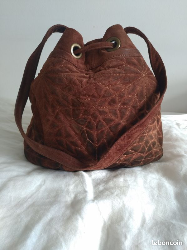 Sac à main Tossi cuir nubuck marron (image 4)