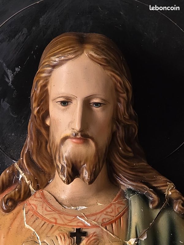 Buste Jesus sacré cœur vintage 1950 Italie (image 7)