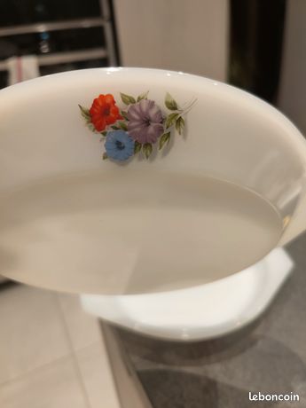 Plat à Four Arcopal Vintage - Décor Marguerites - 2 Anses - Bon État