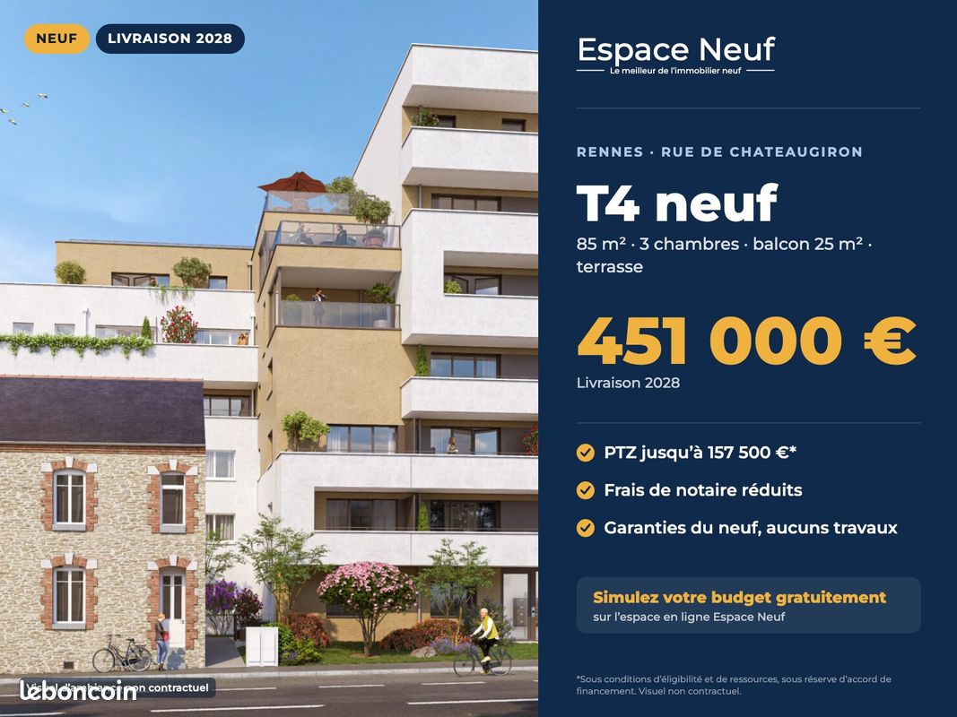 Appartement 4 pièces 85 m² · à Rennes · 85 m² · 451 000 €