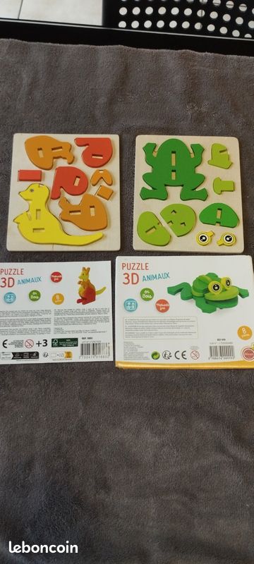 Lot de 2 puzzles 3D en bois (image 1)