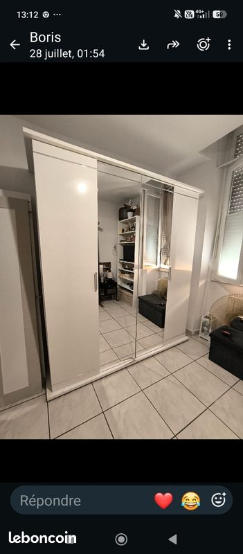 Armoire + lit laqué blanc (image 1)
