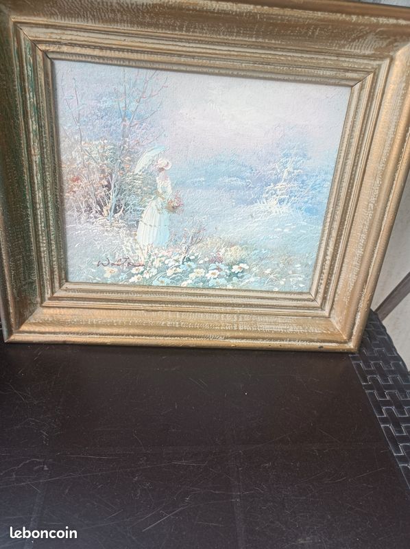 Tableau signé femme à vl'ombrelle (image 1)